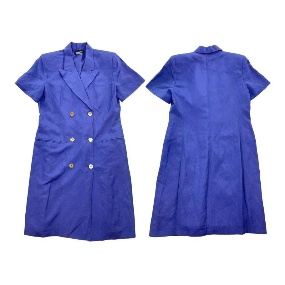 Harve Benard Purple Linen Blend Double Breasted Dress Size 12